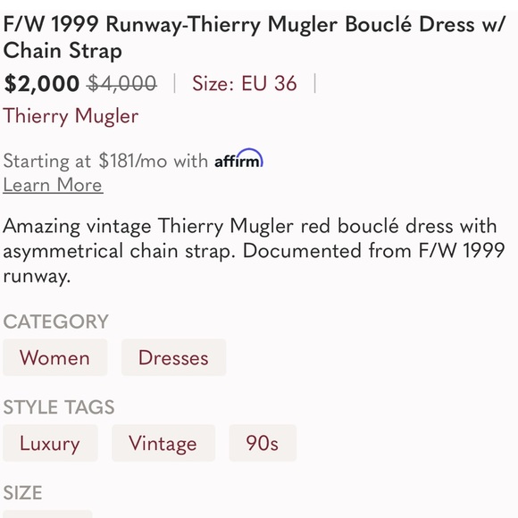 Thierry Mugler boucle and chain dress 1999 fashion week - Picture 10 of 13